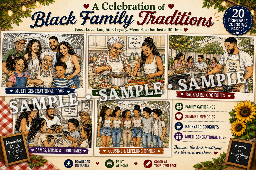 Summertime at Grandma's House: A Black Family Cookout Coloring Book