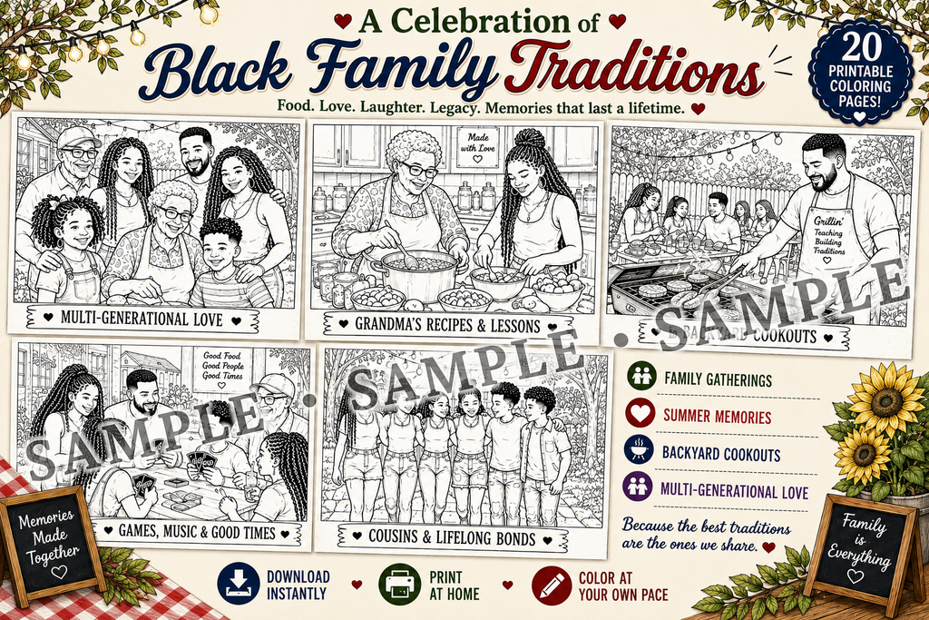 Summertime at Grandma's House: A Black Family Cookout Coloring Book