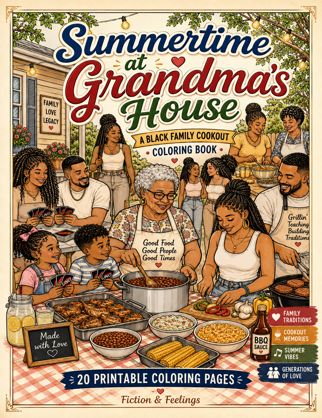 Summertime at Grandma's House: A Black Family Cookout Coloring Book